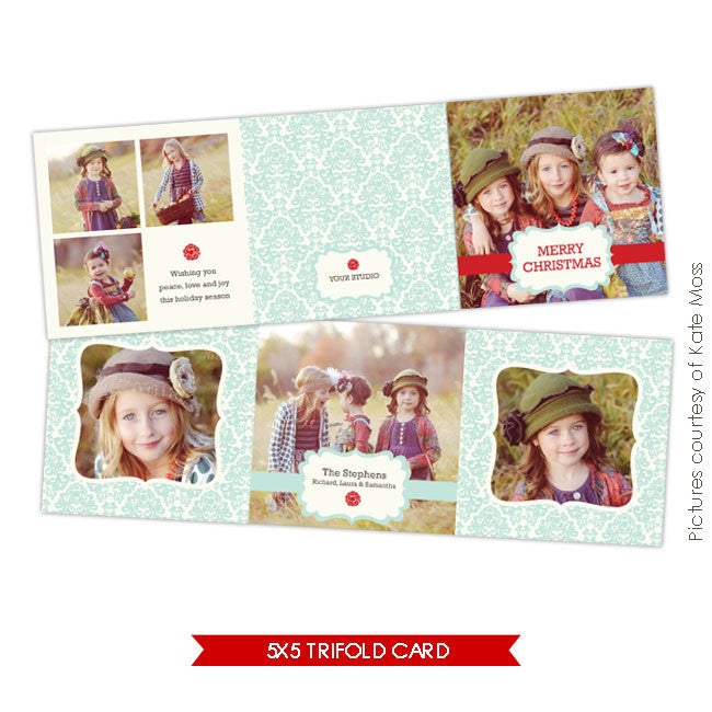 Holiday accordion card 5x5 | Angels e218