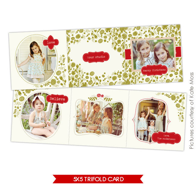 Holiday accordion card 5x5 | Green garden e216