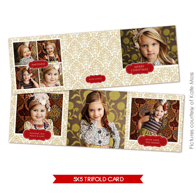 Holiday accordion card 5x5 | Gold garden accordion e275