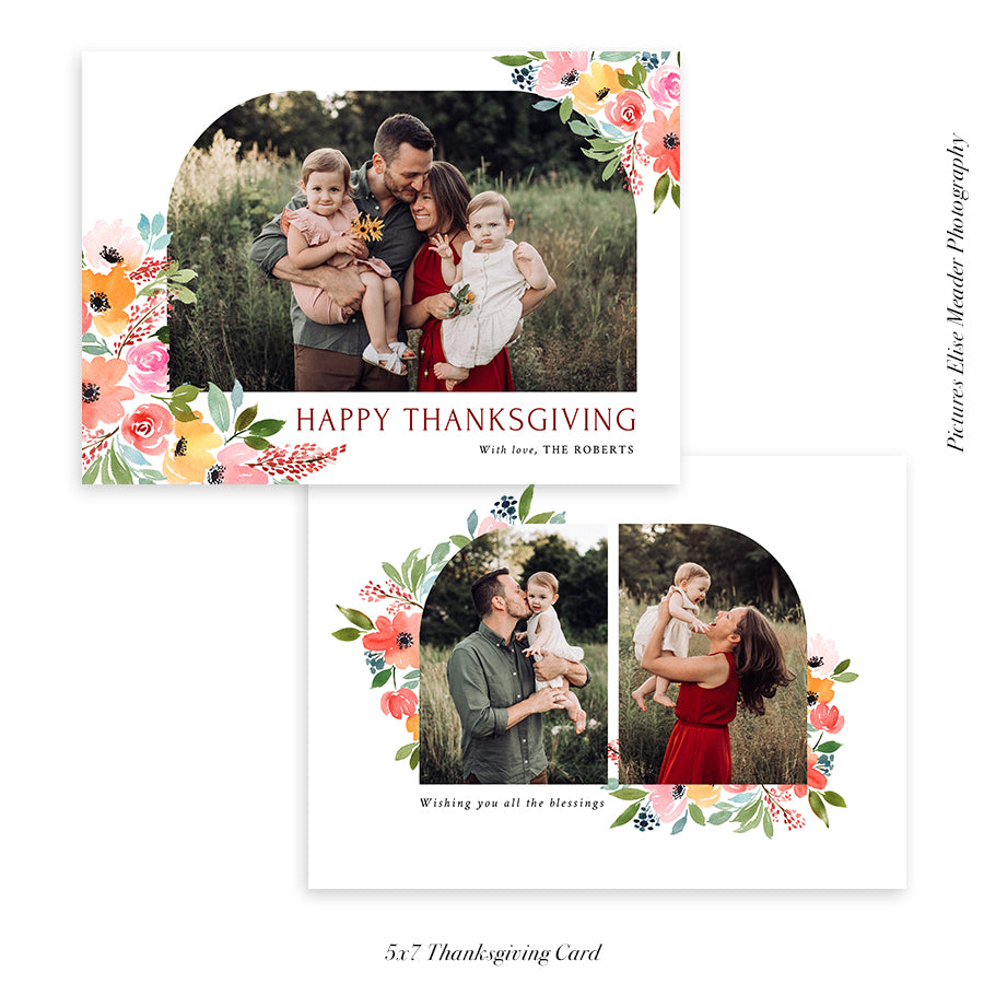 Thanksgiving Photocard Template | Floral Arch - HC025