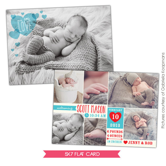 Valentine Birth Announcement template | Little Angel Boy e687