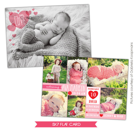 Valentine Birth Announcement template | Little Angel Girl e686