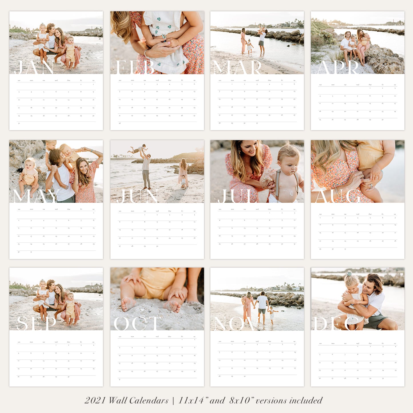 2021 Wall Photo Calendar 11x14 and 8.5x11 | Clean - RC003