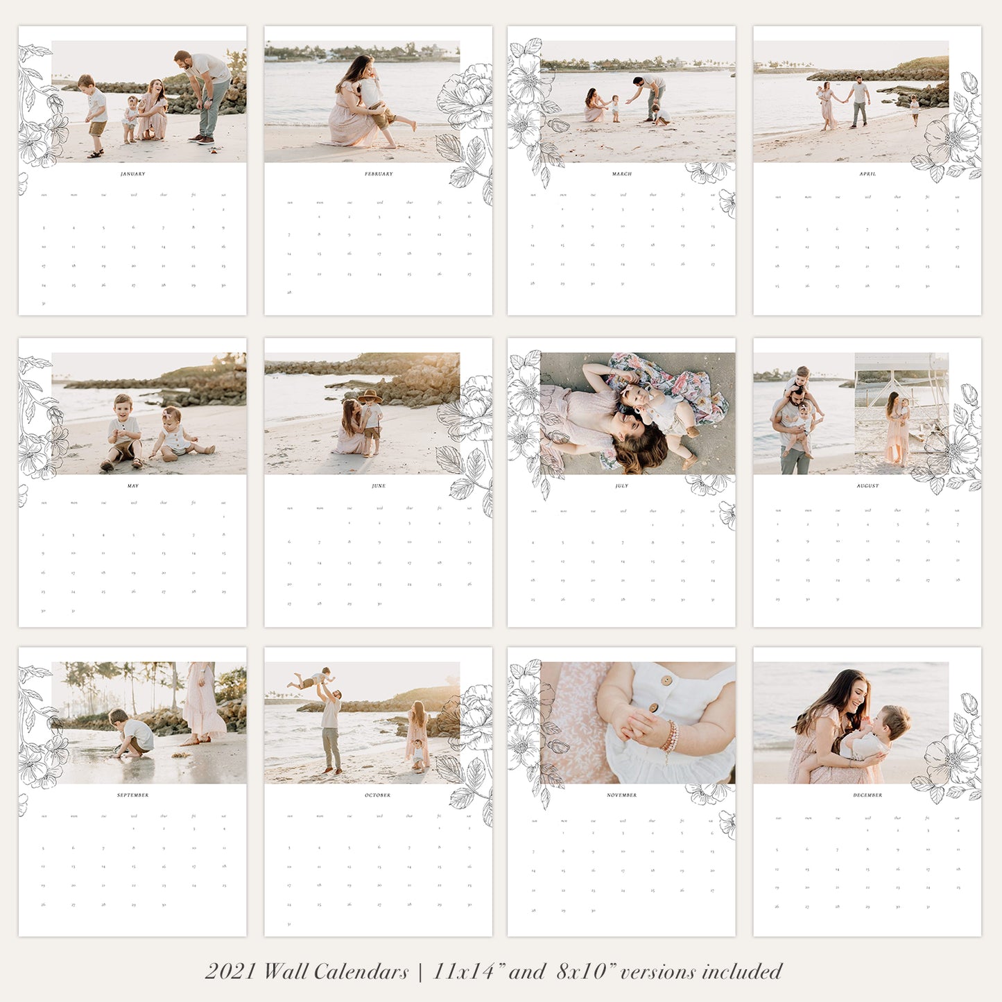2021 Wall Photo Calendar 11x14 and 8.5x11 | Romantic - RC004