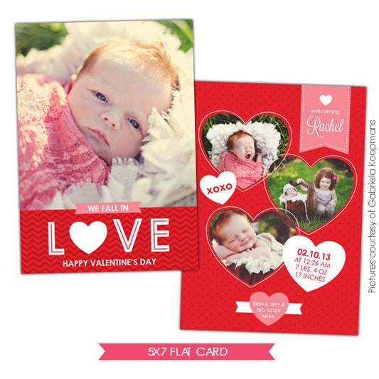 Valentine Birth Announcement template | Valentine Gift e684