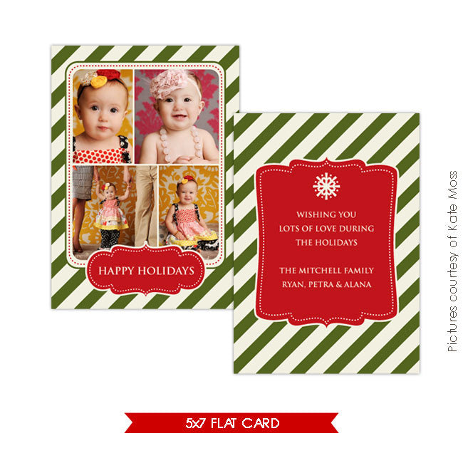 Holiday Photocard Template | Vintage happy holidays e123