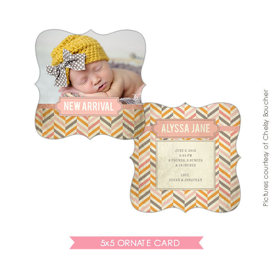 Birth Announcement | Vintage Chevron e487