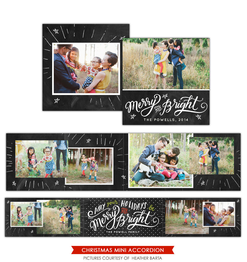 Christmas accordion mini 3x3 | Merry Chalkboard e1156