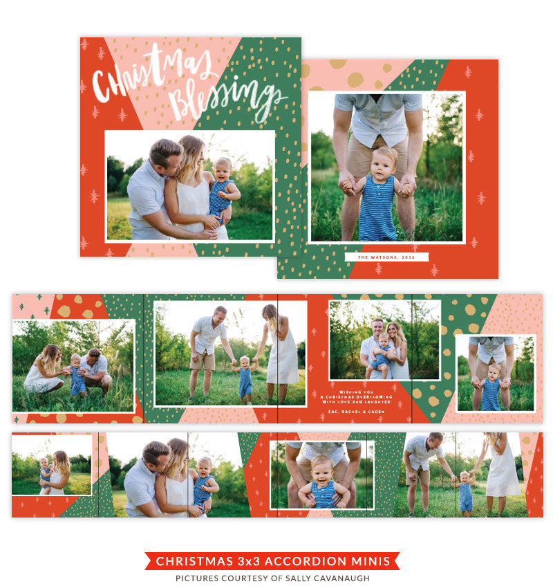 Christmas accordion mini 3x3 | Red & pink e1426