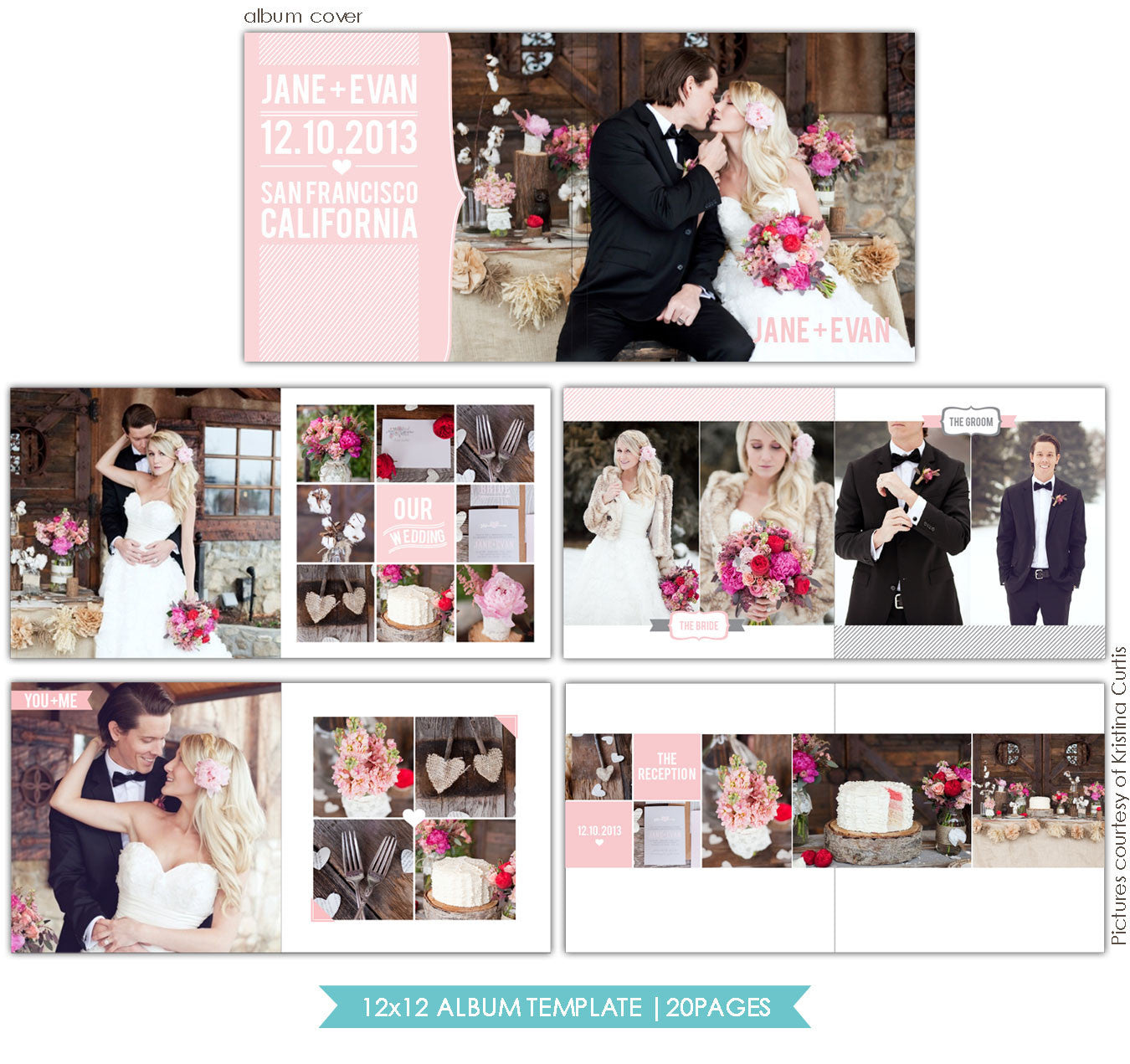 Heartfelt Love | 12x12 Wedding Album template e724