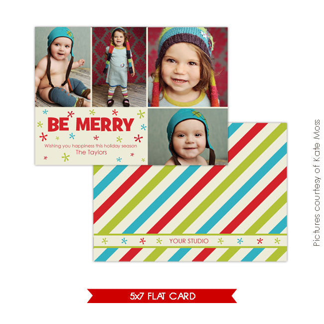 Holiday Photocard Template | Be merry e110