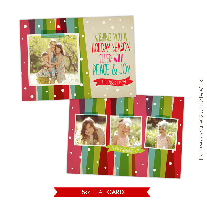 Holiday Photocard Template | Christmas Rainbow e552