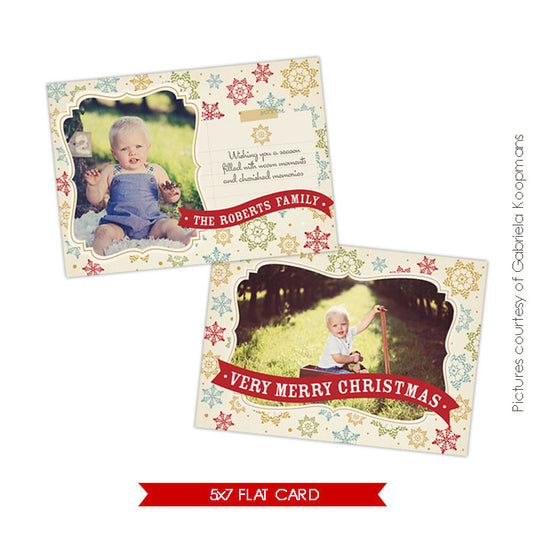 Holiday Photocard Template | Colorful Snowflakes e518