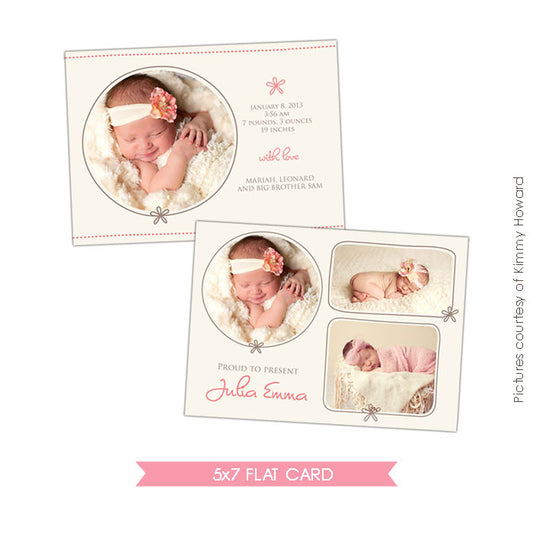 Birth Announcement | Cream Rose e429