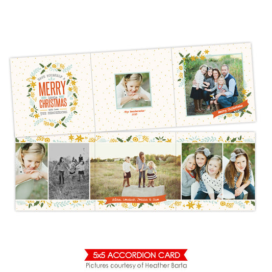 Holiday accordion card 5x5 | Blue garden - e954