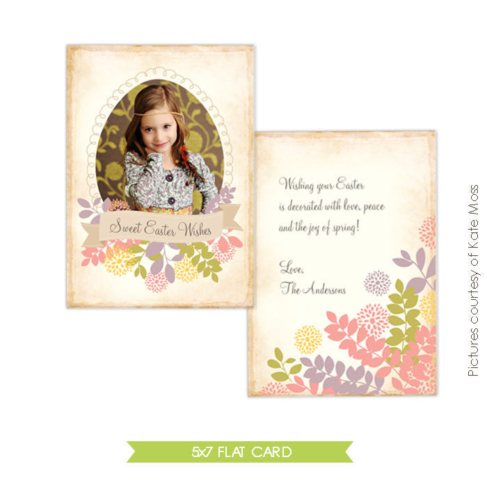 Easter photo card | Floral easter e340