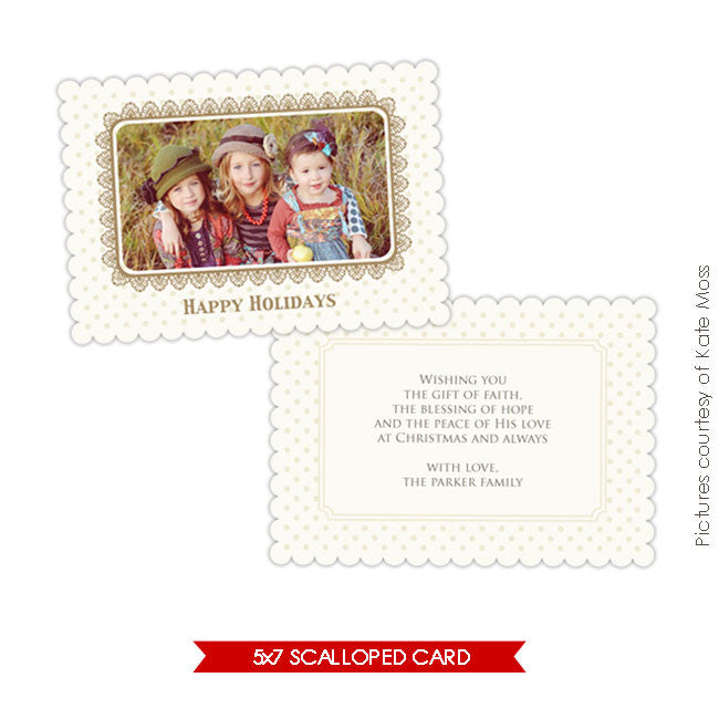 Holiday Scalloped Photocard | Gold Portrait e214