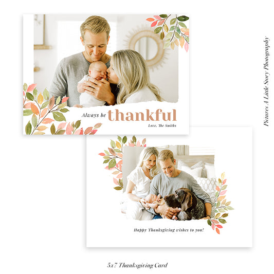 Thanksgiving Photocard Template | Pink & Green - HC010