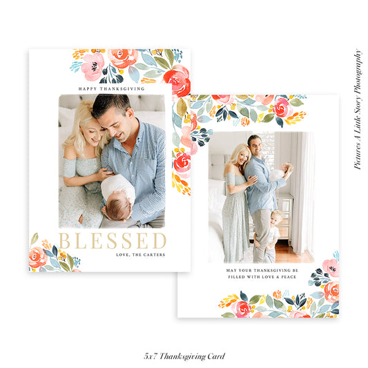 Thanksgiving Photocard Template | Blessed times - HC012