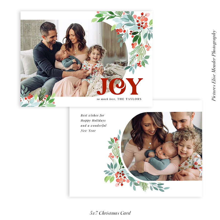 Christmas 5x7 Photo Card | Joyful Berries - HC028