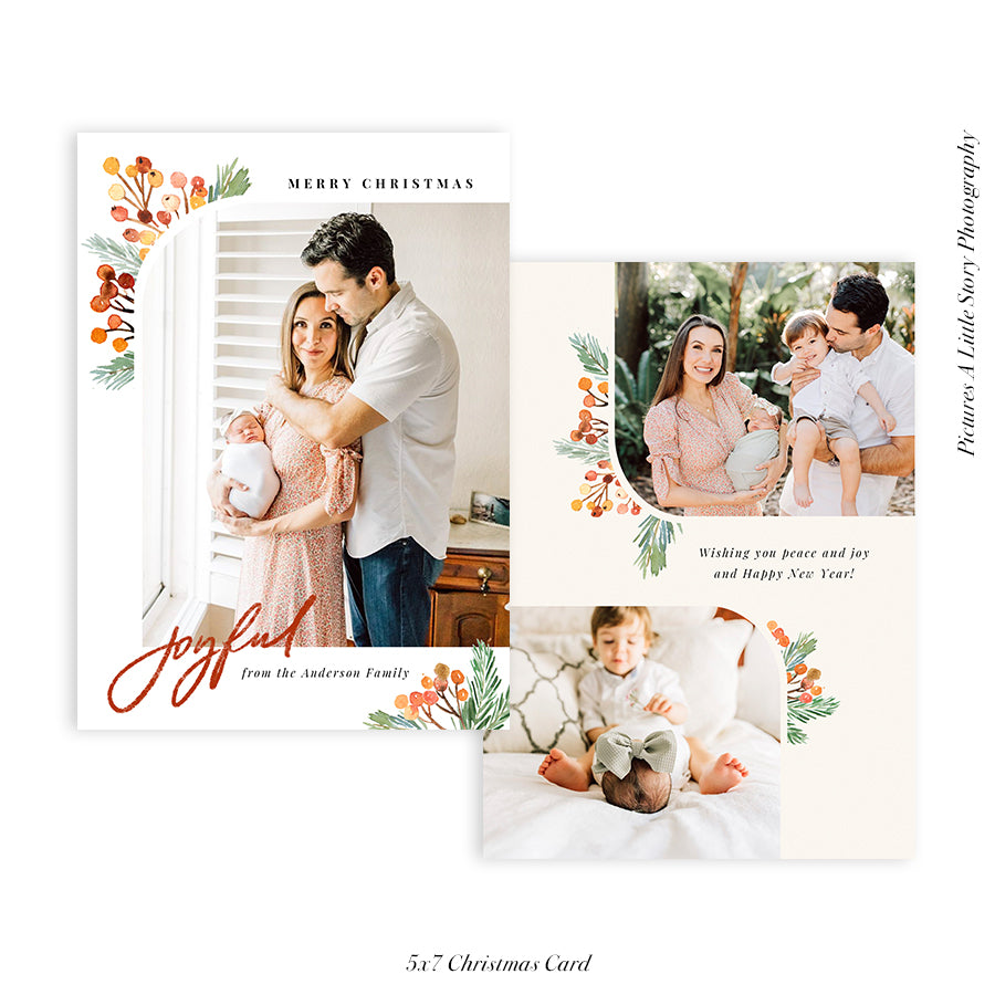 Christmas 5x7 Photo Card | Evergreen Foliage - HC030