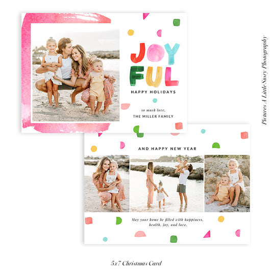 Christmas 5x7 Photo Card | Joyful Shapes - HC035