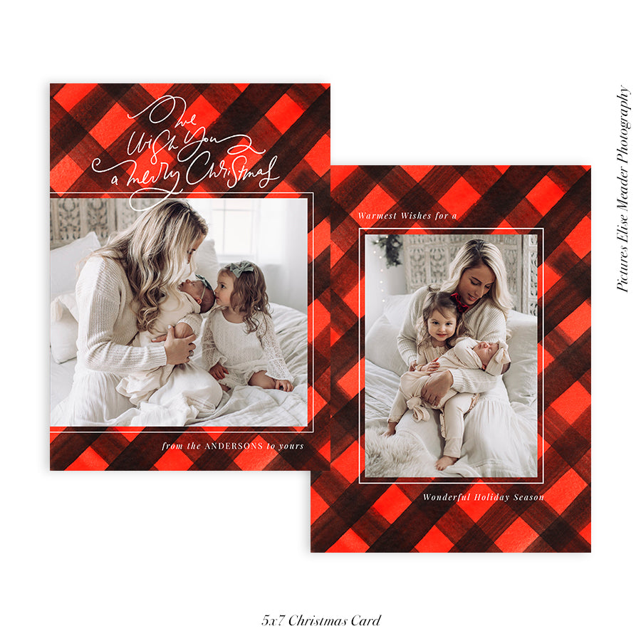 Christmas 5x7 Photo Card | Christmas Buffalo Plaids - HC045