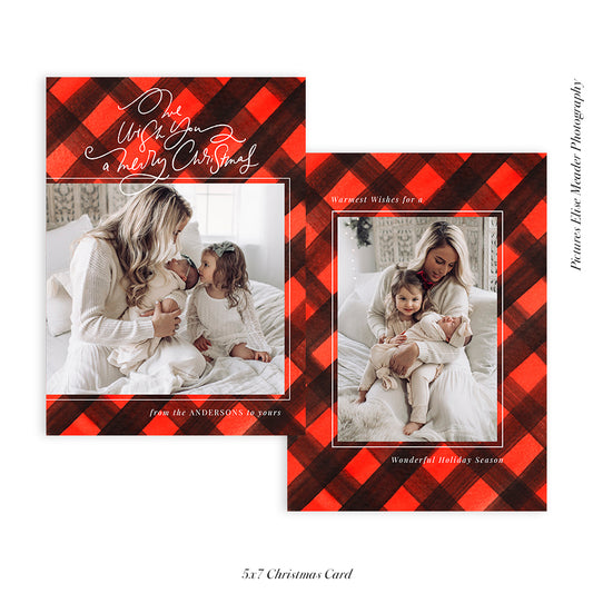 Christmas 5x7 Photo Card | Christmas Buffalo Plaids - HC045