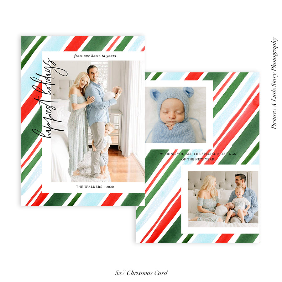 Christmas 5x7 Photo Card | Happiest Stripes - HC046