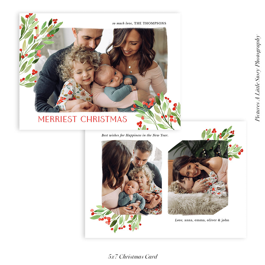 Christmas 5x7 Photo Card | Holly Berry - HC051