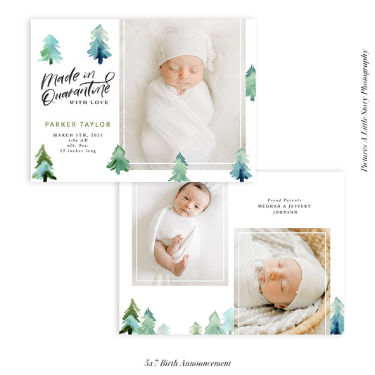 Quarantine Birth Announcement Photocard | Green Forest - HC082