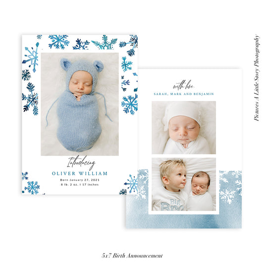 Quarantine Birth Announcement Photocard | Winter Snow - HC083