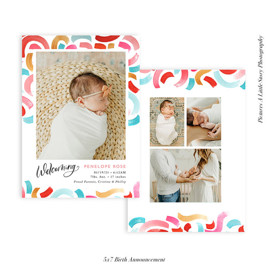 Quarantine Birth Announcement Photocard | Colorful Welcoming - HC084