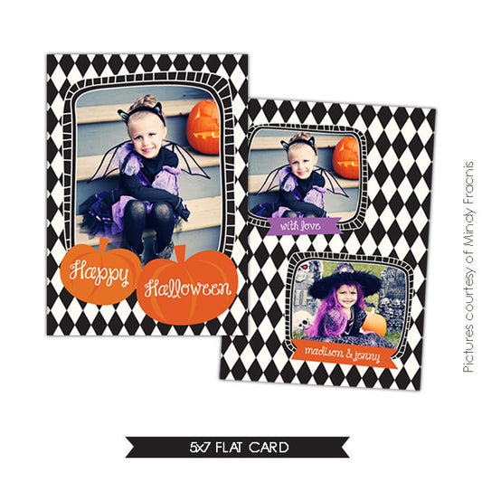 Halloween Photocard Template | Happy pumpkins e535