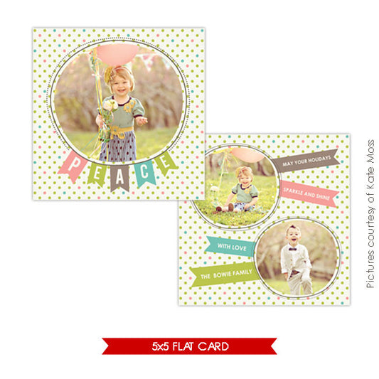 Holiday Photocard Template | Joy Ballons 5x5 e223