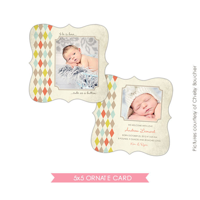 Ornate Birth Announcement | Little button e489