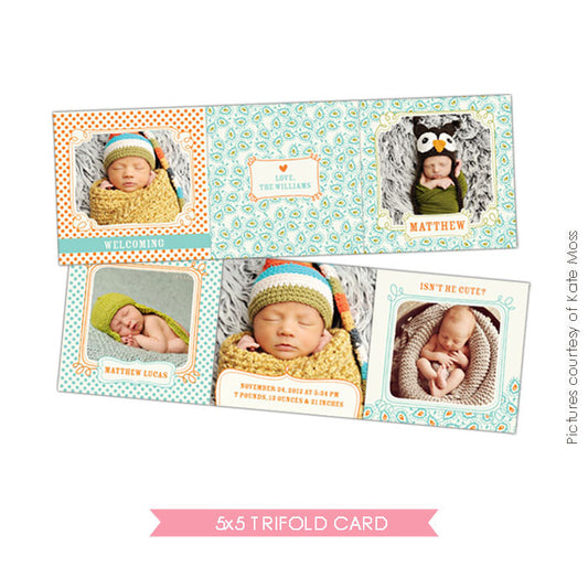 Baby accordion card 5x5 | Lovely Patterns e326