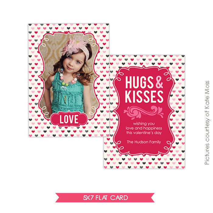 Valentine Photocard Template | Pink Hugs e264