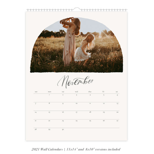 2021 Wall Photo Calendar 11x14 and 8.5x11 | Boho - RC002