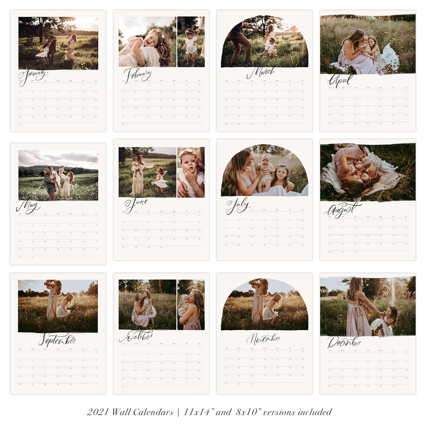 2021 Wall Photo Calendar 11x14 and 8.5x11 | Boho - RC002