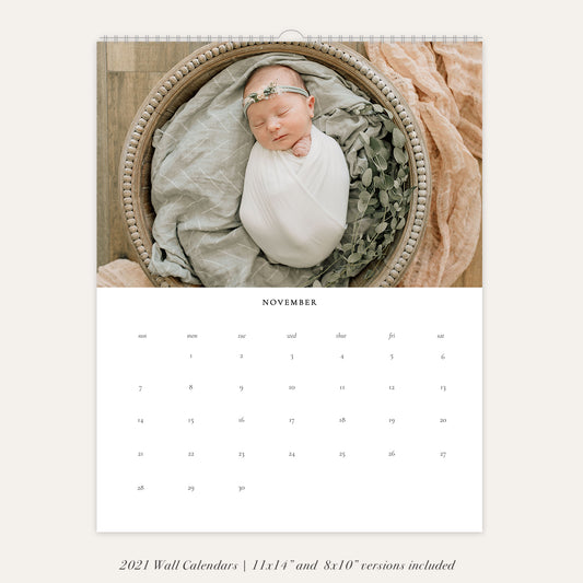 2021 Wall Photo Calendar 11x14 and 8.5x11 | Minimalistic - RC005