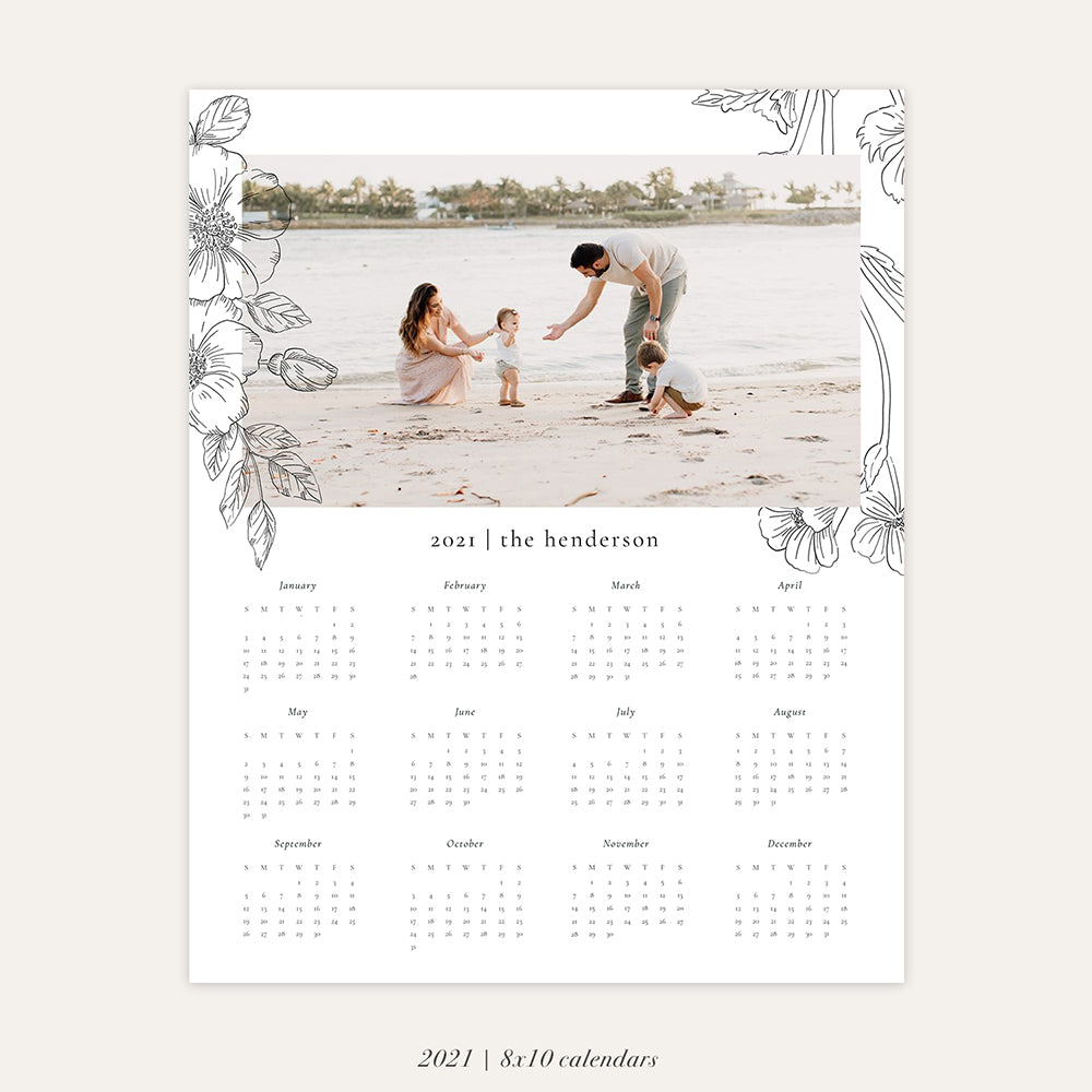 2021 Photo Calendar 8x10 | Romantic Florals - RC007