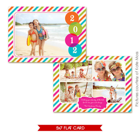 New Year Photocard Template | Rainbow style e246