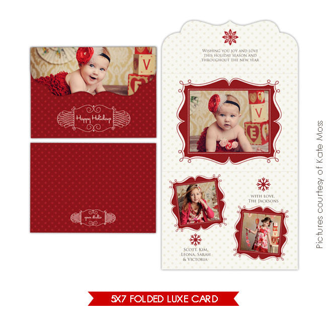 Holiday Ornate Photocard  | Romantic Christmas 5x7 e206