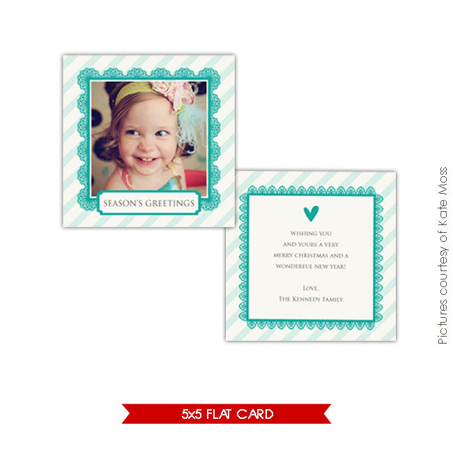 Holiday Photocard Template | Turquoise heart 5x5 e211