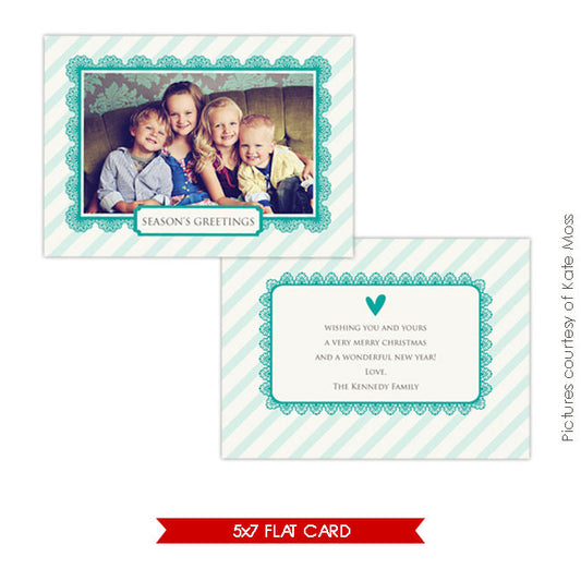 Holiday Photocard Template | Turquoise heart 5x7 e235