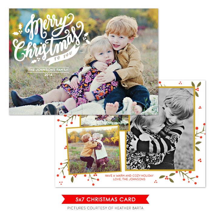 Christmas Photocard Template | Merry Christmas Lettering e1081