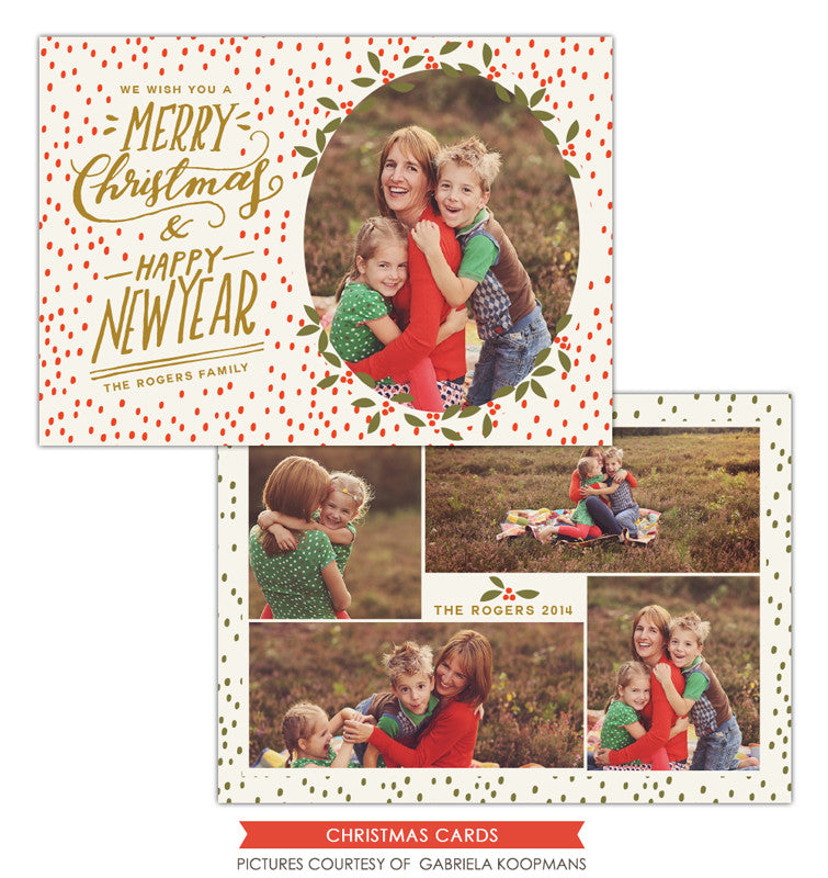 Christmas Photocard Template | Happy Merry e1126