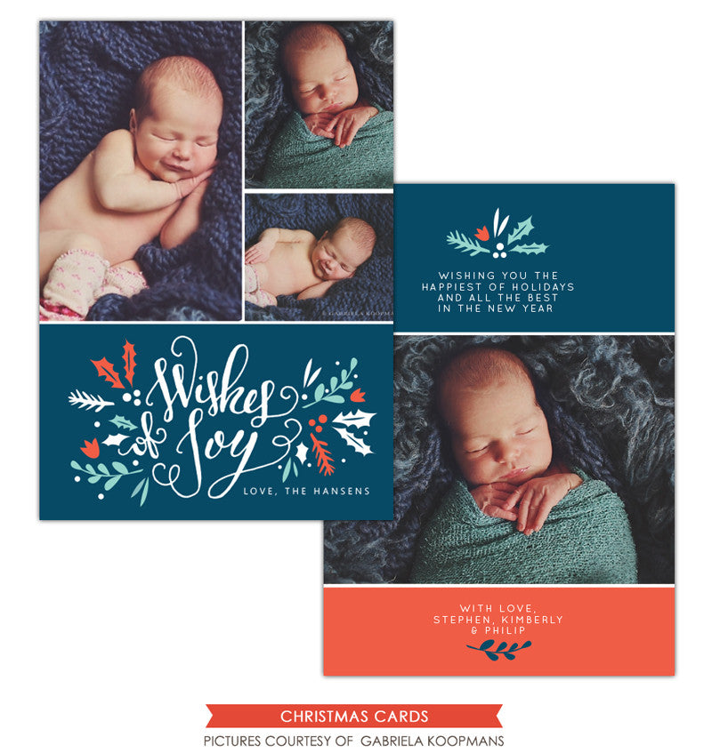 Christmas Photocard Template | Wishes of Joy e1133