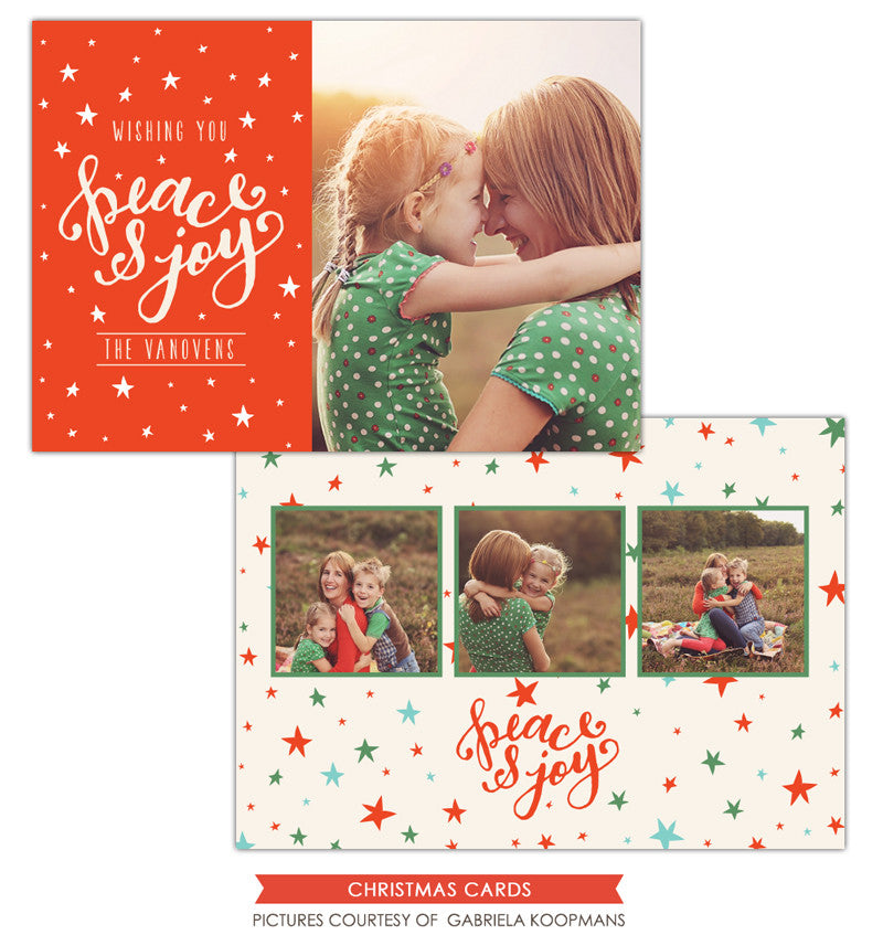 Christmas Photocard Template | Peace Stars e1134